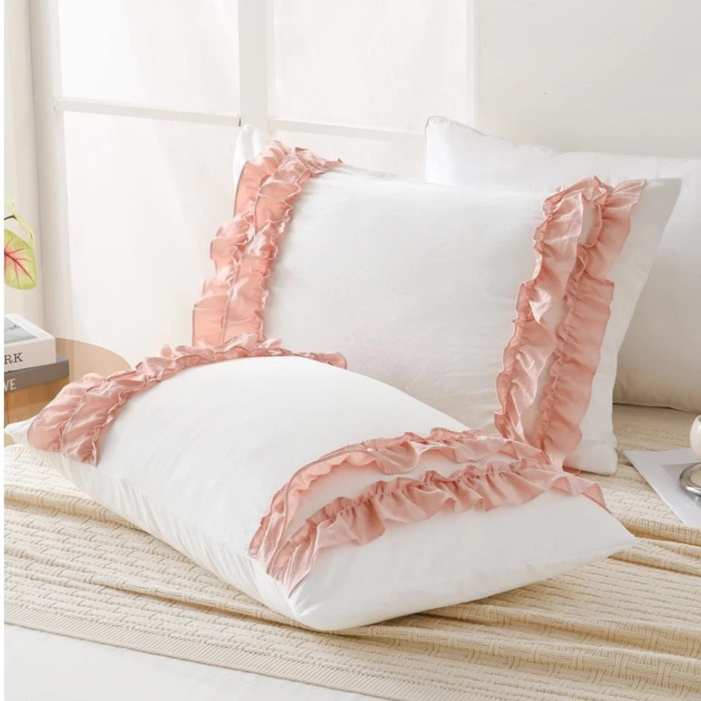 Ultra-Soft Country Vintage Ruffled Pillowcases-King Size-Set of 2